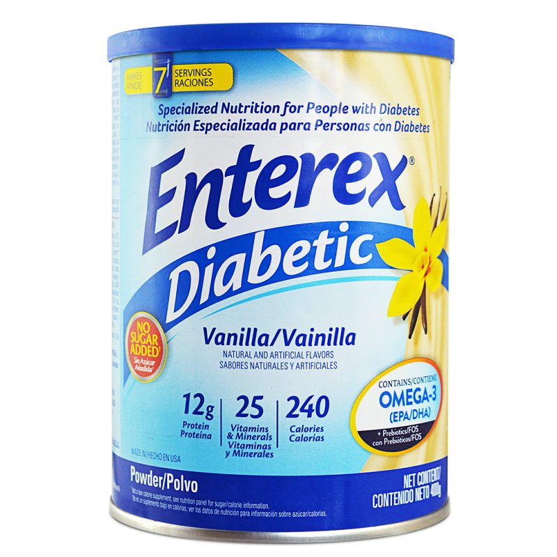Enterex Diabetic 400 g tarro sabor vainilla – suplemento nutricional sin azúcar para personas con diabetes
